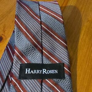 Harry Rosen Elegant Gray and Brown Striped Tie